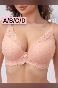Бюстгальтер женский OIRO кружевной с пуш-ап ALICE 1032 (последний размер) бежевый 70А