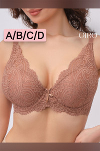 Бюстгальтер женский OIRO кружевной с пуш-ап ALICE 1032 (последний размер) кофе 105D