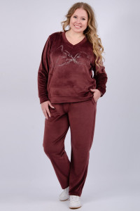 Костюм двойка женский "Велюр 2" велюр (последний размер) гранат 52,56