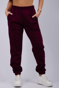 Джоггеры женские "Мистерия 2" футер 3-х нитка с начесом (последний размер) бордо 46,54