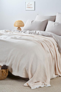 Покрывало-плед хлопковое "Молочно-айвори"