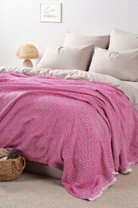 Покрывало-плед хлопковое "Малиновый"