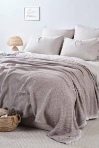 Покрывало-плед хлопковое "Серый"