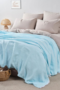 Покрывало-плед хлопковое "Голубой"