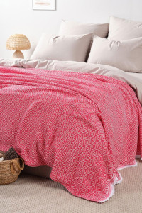 Покрывало-плед хлопковое "Красный"