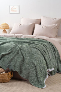 Покрывало-плед хлопковое "Зеленый"