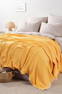 Покрывало-плед хлопковое "Оранжевый"