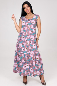 Платье женское "Барыня" ПлК-235 кулирка (последний размер) розы на брусн. 48