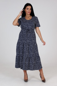 Платье женское "Каскад" ПлК-35 кулирка (последний размер) пьян.горох на т.син. 48,52