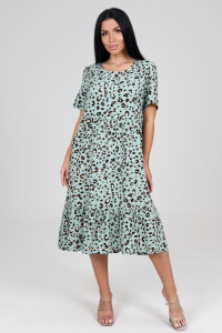 Платье женское ПлШ-2168 штапель (последний размер) леопард на оливке 54,56