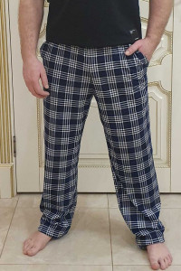 Брюки мужские БК-1439 кулирка (последний размер) т.син.с бел.клетк. 48