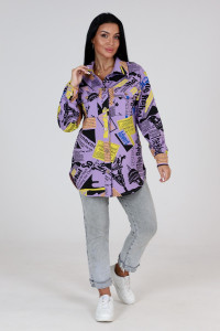 Жакет женский ЖФ-51 футер (последний размер) сирень с желтым 50,54,58
