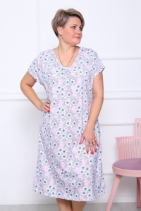 Сорочка женская "Натали Р-3" кулирка (последний размер) цветочки на розовом 66