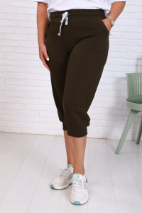 Бриджи женские "Ричи" футер 2-х нитка (последний размер) хаки 54