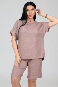 Костюм двойка женский КЛ-2639 "Шик" имитация льна (последний размер) светл.беж 50