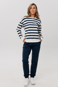 Костюм двойка женский К249 футер 2-х нитка пенье (р-ры: 46-60) темно-синий