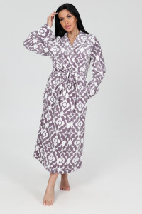 Халат женский ХВФ-224 велсофт (р-ры: 48-58) лаванда-орнамент