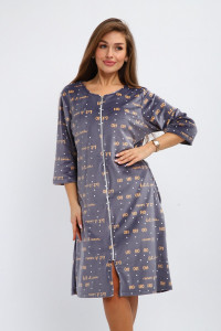 Халат женский №194 стрейч велюр (р-ры: 48-58) серый