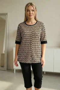 Костюм двойка женский "Монро" кулирка (р-ры: 50-64) узор