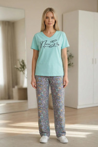 Пижама женская "Фиеста" кулирка (р-ры: 48-58) мята