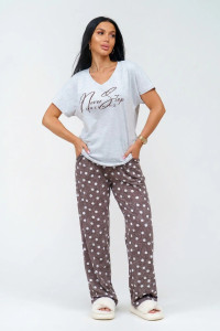 Пижама женская "Фиеста" кулирка (р-ры: 48-58) горох