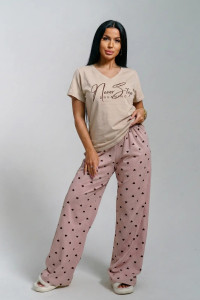 Пижама женская "Фиеста" кулирка (р-ры: 48-58) крем