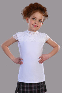 Блузка школьная №13151 "Надежда" кулирка с лайкрой (р-ры: 122-164) белый