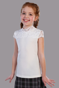 Блузка школьная №13151 "Надежда" кулирка с лайкрой (р-ры: 122-164) крем