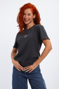 Футболка женская №85558 кулирка пенье (р-ры: 42-56) графит