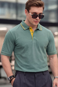 Футболка мужская №14457 пике (р-ры: 48-60) зеленый