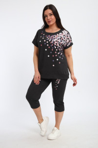 Костюм двойка женский КБЖЖ0142А кулирка (р-ры: L-7XL) графит