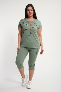 Костюм двойка женский КБЖЖ0142А кулирка (р-ры: L-7XL) фисташковый
