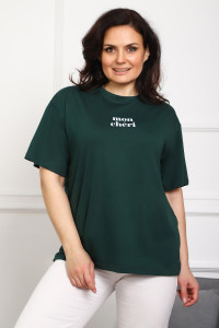 Туника женская №88555 кулирка с лайкрой пенье (р-ры: 46-76) темно-зеленый