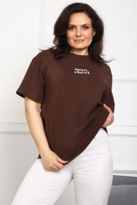Туника женская №88555 кулирка с лайкрой пенье (р-ры: 46-76) коричневый