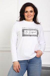Лонгслив женский №88554 кулирка с лайкрой пенье (р-ры: 46-76) белый