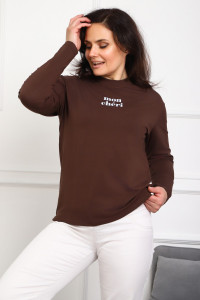 Лонгслив женский №88553 кулирка с лайкрой пенье (р-ры: 46-76) коричневый