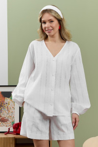 Рубашка женская "Леонис-1" батист шитьё (р-ры: 44-54) белый
