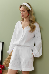 Шорты женские "Леонис-2" батист шитьё (р-ры: 44-54) белый