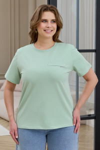 Футболка женская "Искра-2" кулирка с лайкрой (р-ры: 46-56) светло-зеленый