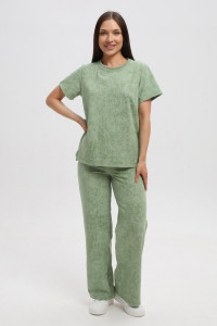 Костюм двойка женский 729 футер 2-х нитка пенье (р-ры: 44-54) фисташковый-варенка