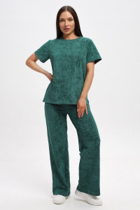 Костюм двойка женский 729 футер 2-х нитка пенье (р-ры: 44-54) зеленый-варенка