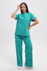 Костюм двойка женский 729 футер 2-х нитка пенье (р-ры: 44-54) изумрудный-варенка