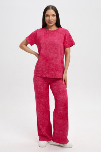 Костюм двойка женский 729 футер 2-х нитка пенье (р-ры: 44-54) фуксия-варенка