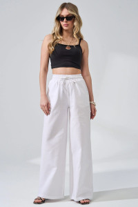 Брюки женские "Льняная палитра" 2473-П/л хлопок-лён (р-ры: 44-54) белый