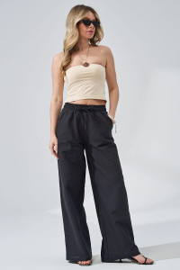 Брюки женские "Льняная палитра" 2473-П/л хлопок-лён (р-ры: 44-54) чёрный