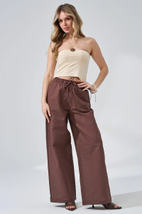 Брюки женские "Льняная палитра" 2473-П/л хлопок-лён (р-ры: 44-54) мокко