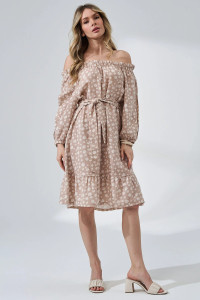 Платье женское "Романтика" 2474-Мус муслин (р-ры: 44-50) бежевый