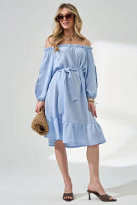 Платье женское "Романтика" 2474-Мус муслин (р-ры: 44-50) голубой