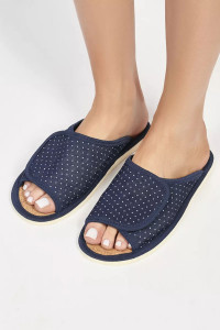 Тапки женские "Lepilov" арт. 122п эко-замша + пробка (р-ры: 37-42) синий мелкий горох