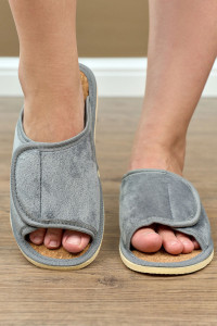 Тапки женские "Lepilov" арт. 122п эко-замша + пробка (р-ры: 37-42) серый велюр